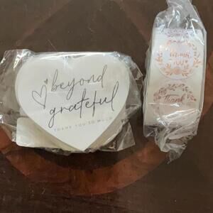 Beyond Grateful heart shaped business cards and stickers